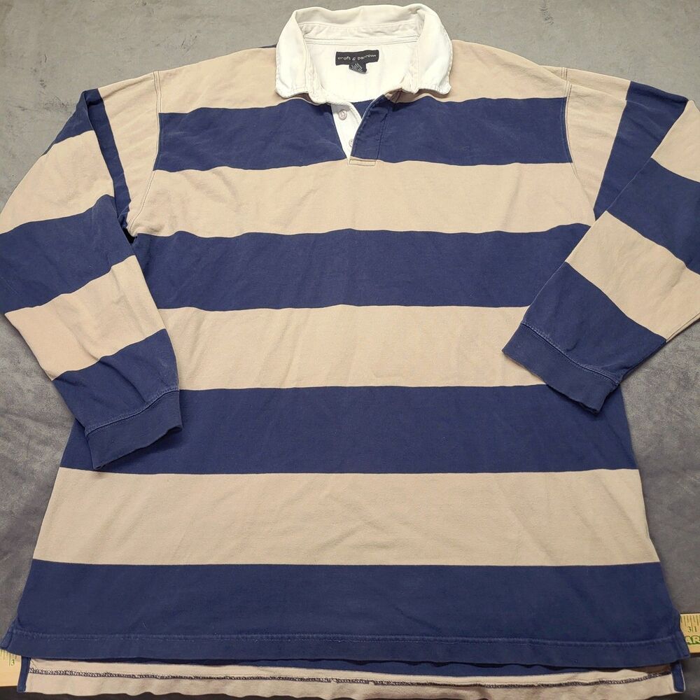 Croft & Barrow Mens Rugby Polo Long Sleeve Shirt 100% Cotton XL TALL Striped